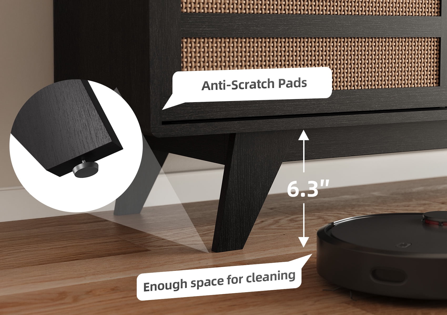 Home Modern Style 65 inch TV Stand for Living Room - Low Profile TV Stand for TVs up to 65 inches Entertainment Center with Storage - Media Cabinet with 2 Doors & Adjustable Shelves,Black