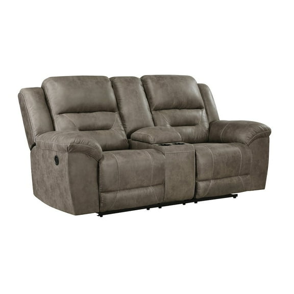 Lexicon Hazen Microfiber Manual Double Reclining Love Seat in Brown