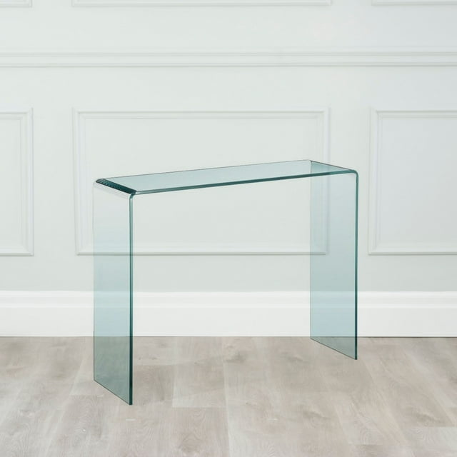 Curvo Clear Tempered Glass Waterfall Console Sofa Table