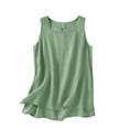 thumbnail image 2 of Bovemsi Boho Embroidered Linen Tank Top for Women – Sleeveless Loose Fit Beach & Vacation Blouse, Green, 3XL, 2 of 4