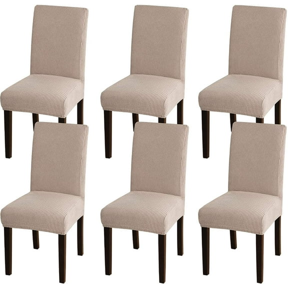 6 Pack Chair Covers for Dining Room, Stretch Chair Protector Slipcovers, Khaki