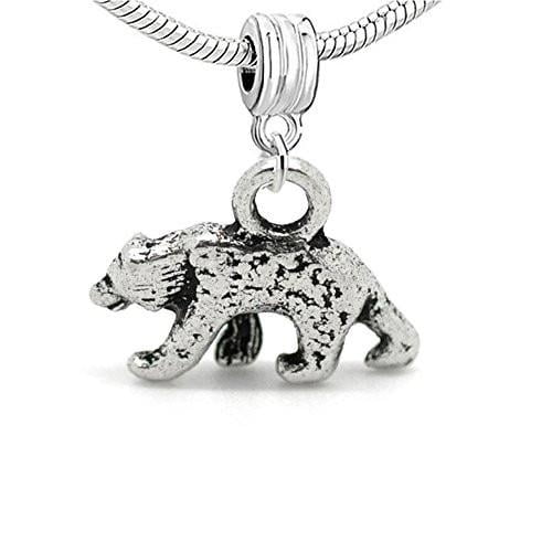 2 Sided Polar Bear Walking Dangle Charm European Bead Compatible for Most European Snake Chain Bracelet