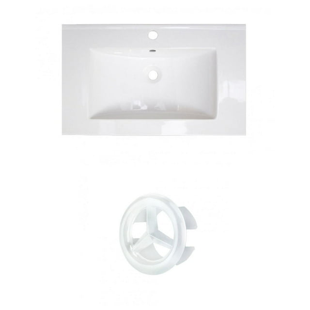 American Imaginations 35.5-in. W 3H8-in. Ceramic Top Set In White Color - Overflow Drain Incl. AI-20820