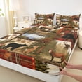 thumbnail image 3 of jejeloiu Wildlife Bear Deer Queen Sheet Sets,Rustic Lake House Flat Sheet,Autumn Fall Maples Queen Fitted Sheet For Boys,Super Cozy Room Decor,4pcs, 3 of 7
