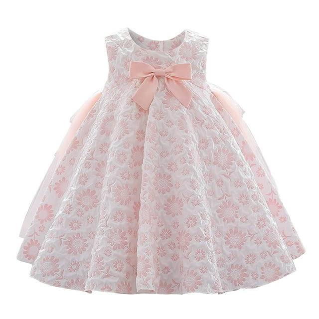 Robes Formelles pour Enfants Filles Robe de Bal Sans Manches Robe en Tulle pour Filles Robes de Fête pour Filles 12-18 Mois