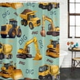 thumbnail image 2 of Construction Truck Shower Curtain, Waterproof Shower Curtains for Bathroom, Cartoon Grips and Bulldozers Green Washable Fabric Bathtub Curtain Set Bath Decor with 12 Hooks Stall 36"x72", 2 of 8