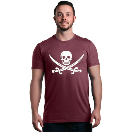 Shop4Ever Men's Pirate Flag Skull Scimitars Graphic T-shirt