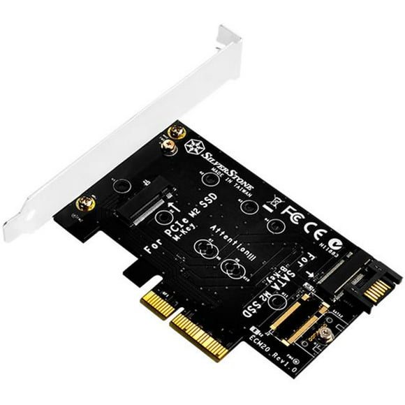 Silver Stone Technologies ECM20 Dual M2 à Pci-E X4 & Sata 6G Carte Adaptateur