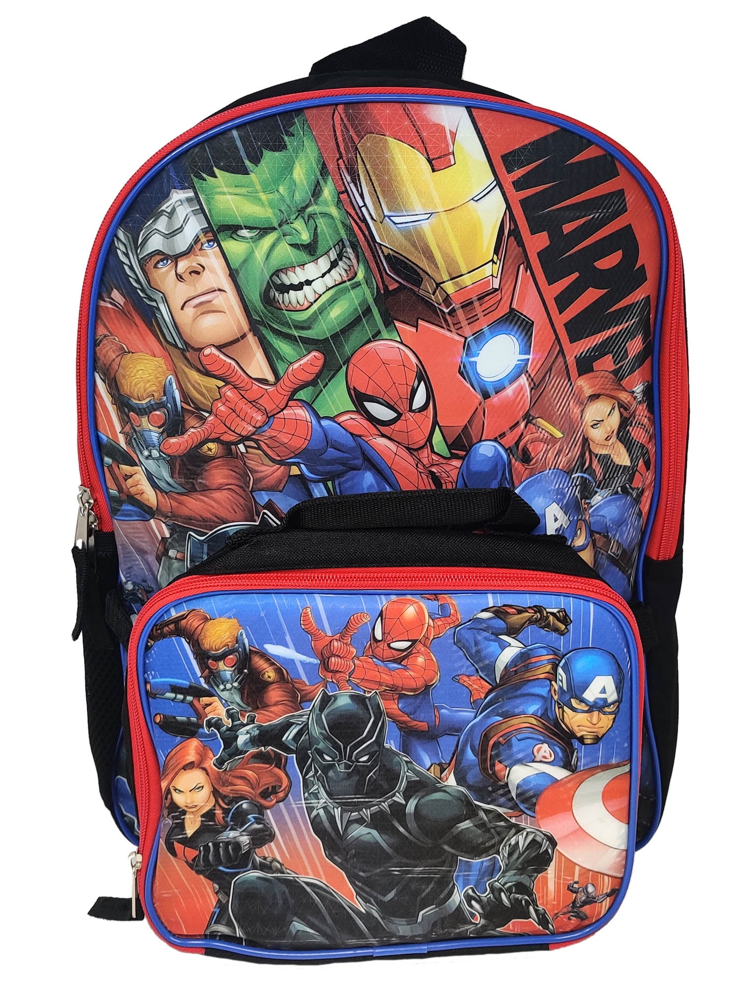 New Marvel Comics Avengers Backpack Book Bag 16” Hulk Iron Man Spider Man Thor 