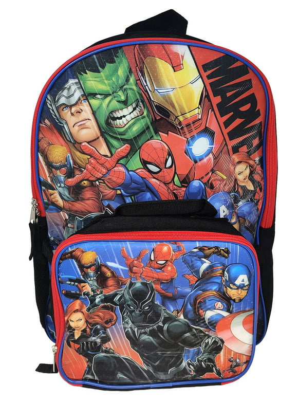 Avengers Spider-Man Thor Hulk 16" Backpack & Insulated Lunch Bag Marvel