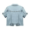 thumbnail image 5 of JIAYUE Outerwear Jacket For Women Solid Color Short Sleeve Relaxed Fit Button Front Denim Trucker Cropped For Classic Outerwear Design, 5 of 8