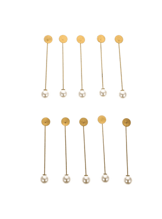 10 Pieces Men' Flower Glue On lapel pin stick Pin For Suit Boutonniere Pins  - Gold, 7cm