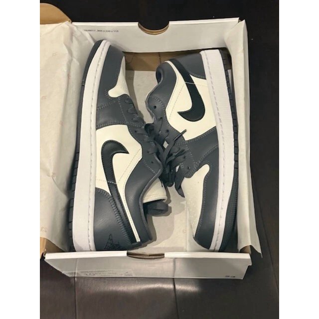 Ni - ke Ni - ke Air Jordan 1 Low Shoes Dark Gray Sail White DC0774-102 Women's 10.5 Men's 9