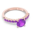 thumbnail image 3 of 2.25 Carat Round Cut Amethyst Gemstone New Wedding Ring for her Solid 18K Rose Gold Size 5.5 by Diamond-Capitals, 3 of 7