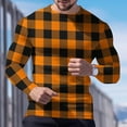 thumbnail image 4 of VgaVtl Fall Winter Long Sleeve Men Shirt Orange Clothing for Men Waffle Leisure Loose Elastic Plaid Athletic Shirts,L, 4 of 5