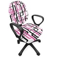 thumbnail image 1 of Geometric Office Chair Slipcover, Sixties Inspired Wavy Lines Vibrant Image Curved Stripes Funky Pattern, Protective Stretch Decorative Fabric Cover, Standard Size, Hot Pink White Black, by Ambesonne, 1 of 5