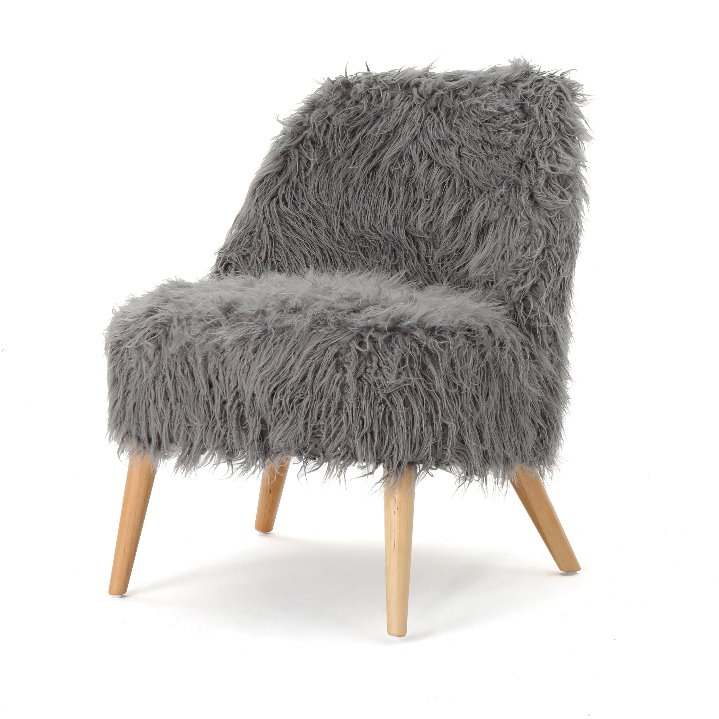 Soho Faux Fur Accent Chair, Grey