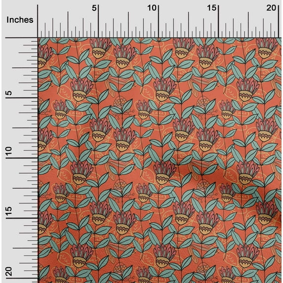 oneOone Rayon Orange Fabric Abstracts Sewing Material Print Fabric By The Yard 56 Inch Wide
