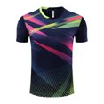 thumbnail image 6 of inlzdz Kids Boys Soccer Jersey Short Sleeve Breathable Athletic T-Shirt Tee Football Badminton Navy Blue 3XS, 6 of 7