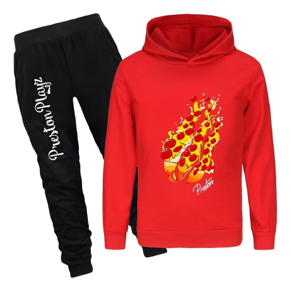 Preston Playz Gaming Tracksuit for Kids Flame Hoodie and Jogger Outfit Set Boys Girls Pullover and Pants Gift Set