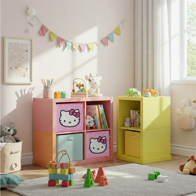 Sanrio Hello Kitty Kids' 2-Pack Printed Storage Cubes, 10