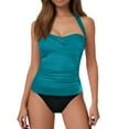 thumbnail image 2 of ZHOGXU Women's Tankini Swimsuit Halter Neck Solid Color Top And Bottoms Comfortable Stylish Bikini Sets Swimwear For Beach Pool,Green,M, 2 of 5