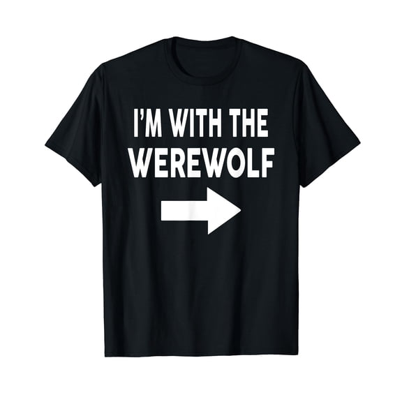 I'm With The WEREWOLF Halloween Costume Short Sleeve T-Shirt Black Tee