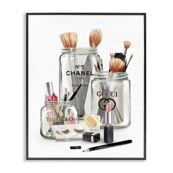 Stupell Industries Contemporary Fashion Brand Makeup In Jars Black Framed Giclee Art, 11 x 14, by Ziwei Li