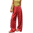 thumbnail image 2 of Women's Cotton Linen Polka Dots Loose Fit Pants Wide Leg Baggy Fall Jeans | Jeans for Women, Mid Waist Denim, Pants with Pocket, Fall Clothes, Y2k, Straight Leg, 2 of 7