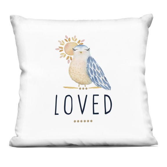 Stupell Ind - Loved Smiling Bird Sunshine Indoor Pillow 18x18 by Blue Chair Blessing