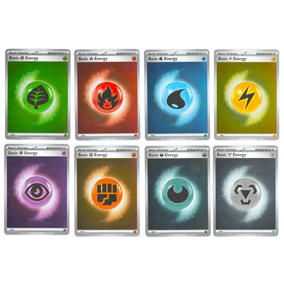 Collectible Pokemon Mega Evoultion Holo Foil Energy Lot x8 - Grass Fire Dark MEE 001 Ascended Heroes