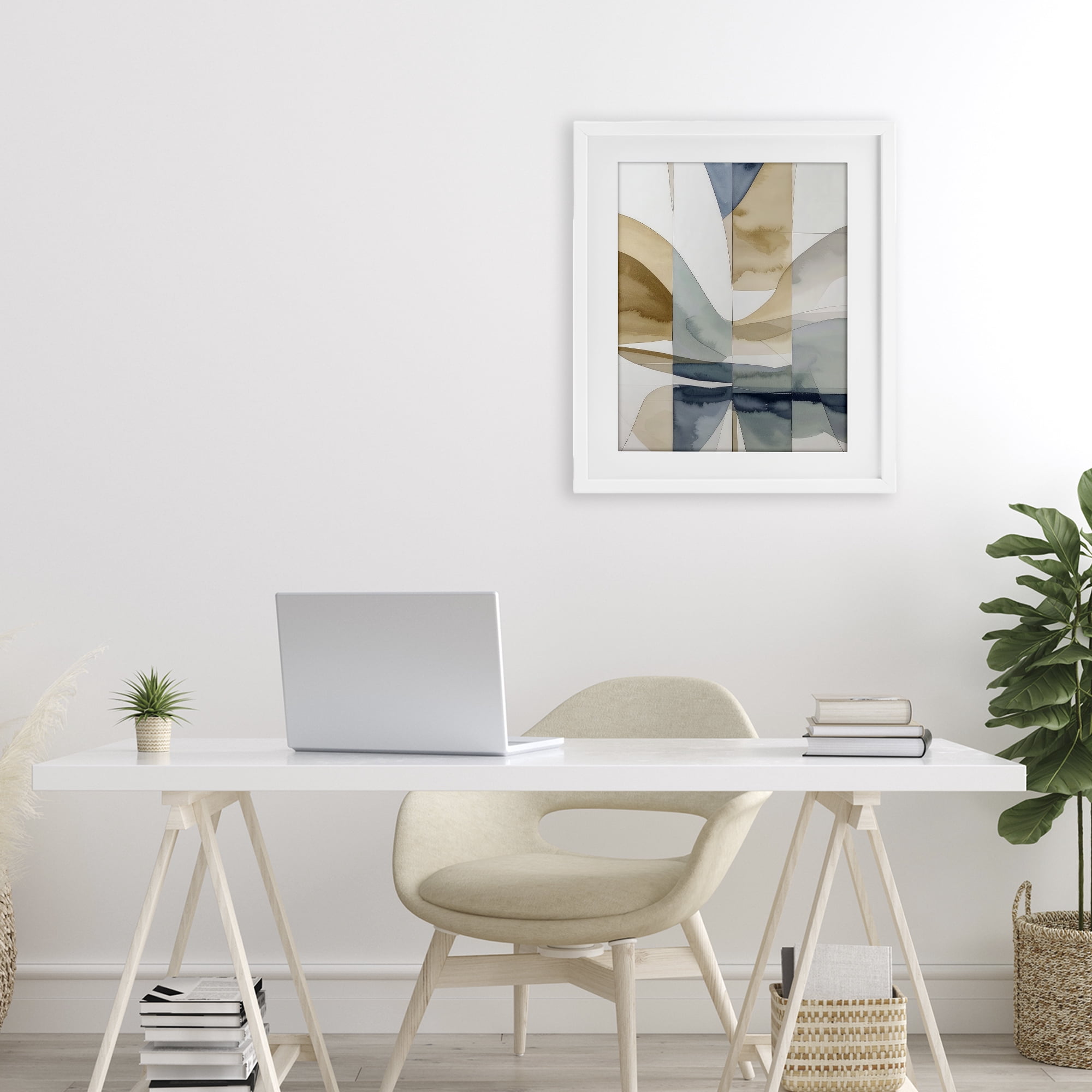Stupell Industries Geographic Fluid Abstraction White Framed Print Under Glass, design by Alonza Saunders