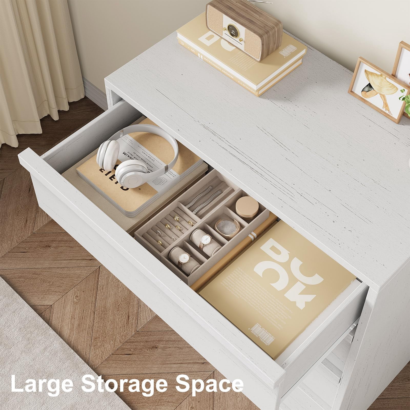 Modern 4-Drawer Dresser for Bedroom - Spacious Storage Cabinet - Versatile bedside table or Bedside Table for Living Room, Nursery, Entryway