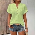 thumbnail image 4 of yeiolnoer Shirts for Women Short Sleeve V Neck Sweater Eyelet Tunic Top Knit Elegant Summer Spring Tops Casual Blouse, 4 of 6