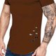 thumbnail image 3 of Minnieouse Camisetas de modal con cuello para hombre, Top informal de manga corta con agujeros lisos y curvados Camisetas café 3XL, 3 of 6