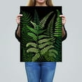 thumbnail image 4 of Elegant Botanical Nature Foliage Artwork Fern Fronds Green on Black Large Wall Art Poster Print Thick Paper 18X24 Inch, 4 of 5