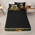 thumbnail image 4 of Castle Fairy Floral Skeleton Couple Zipper Queen Comforter Set with Fitted Sheet and 2 Pillowcases,Romantic Gothic Valentine Zipper Bedding Set,Cream Black,4 Pieces,Black Reversible, 4 of 6