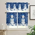 thumbnail image 2 of Christmas Blue Snowman Kitchen Curtains and Valances Set, Xmas Balls Snowflake Rod Pocket Window Valance 18 Inch Window Curtain Panels for Living Room Bedroom Laundry, 27.5x24in, 3 Pieces, 2 of 7
