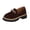 Brown, variant on Khaki Women'S Casual Mid-Heel Loafers Frosted Round Toe Side Zipper Thick Heel Sole Comfortable Outdoor Indoor Footwear