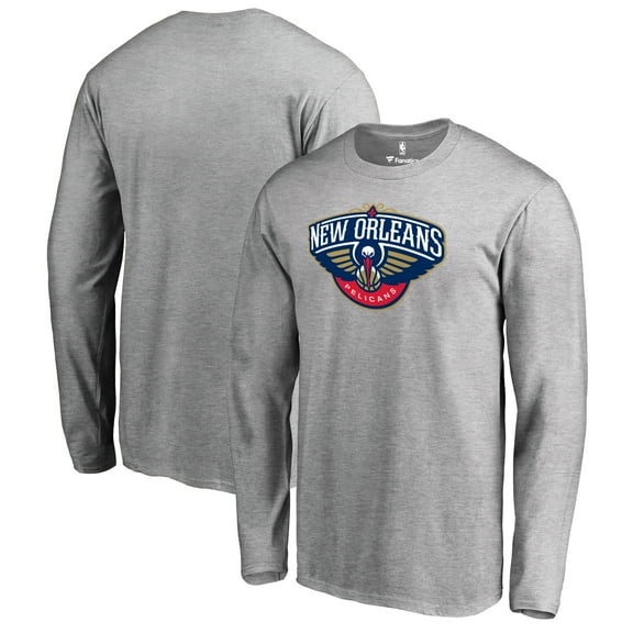 Men's Heather Gray New Orleans Pelicans Primary Logo Long Sleeve T-Shirt