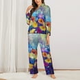 thumbnail image 3 of Junzan Spring Flower Seasonal Print Womens Pajama Sets,Long Sleeve Button Down For Women Pjs 2 Piece, 3 of 9