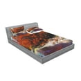 thumbnail image 2 of Ambesonne Nature Fitted Sheet & Pillow Sham Set, Autumn Forest with Rock, Queen, Ginger Purple, 2 of 2