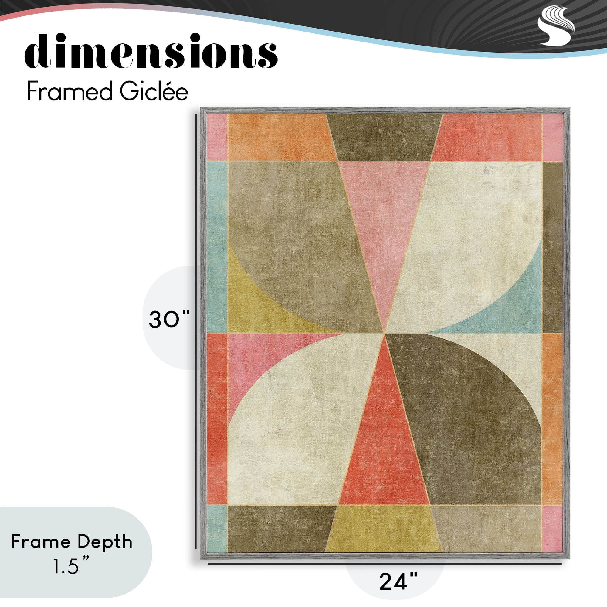 Stupell Industries Pinwheel Symmetric Shapes Gray Framed Giclee Art, design by Suzanne Nicoll
