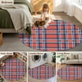 thumbnail image 6 of Orange And Round Area&nbsp;Rug 5ft Blue British Style Plaid Non-Slip&nbsp;Washable Circle Rugs Soft Felt Indoor Floor Mat for Bedroom Kitchen Living Room Bathroom, 6 of 9