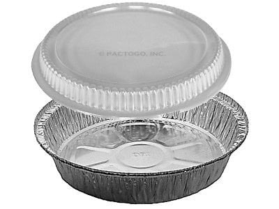 Disposable 8" Round Aluminum Foil Take-Out/Cake Pan w/Clear Dome Lid 50 PK