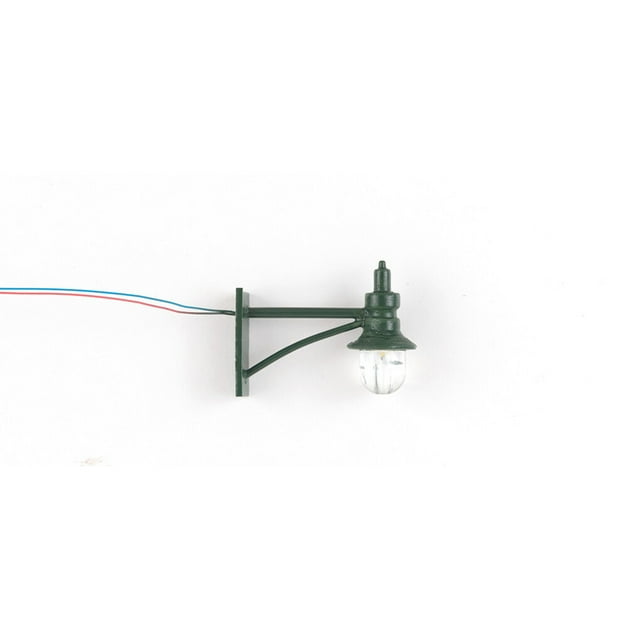 Billuyoard Lámparas de cuello de cisne de montaje en pared a escala 1:87, modelo de calle de 3V, diseño de tren de ferrocarril, luz blanca Artesanía Verde/Blanco cálido