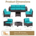 thumbnail image 6 of ALAULM 6 Pieces Patio Conversation Set, Outdoor Sectional PE Rattan Wicker Furniture Seat,Blue, 6 of 8