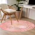 thumbnail image 4 of Round Rugs 3Ft, Pink Snowflake Christmas Round Area Rug Washable Indoor Throw Carpet, Xmas Snowflake Small Non Slip Circle Rug for Bedroom Living Room Home Decor Aesthetic, 4 of 8
