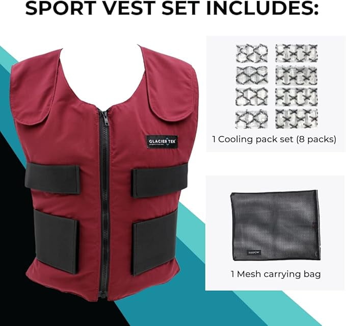 Glacier Tek Cool Vest Personal Cooling - 59 Degrees for 2.5 hours 8 Cool Packs - Recharge in 30 minutes