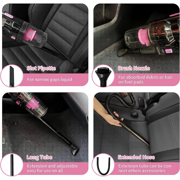 Viewsun 17pcs Car Cleaning Kit, Pink Car Interior Detailing Kit with High  Power Handheld Vacuum, Detailing Brush Set, Windshield Cleaner, Cleaning